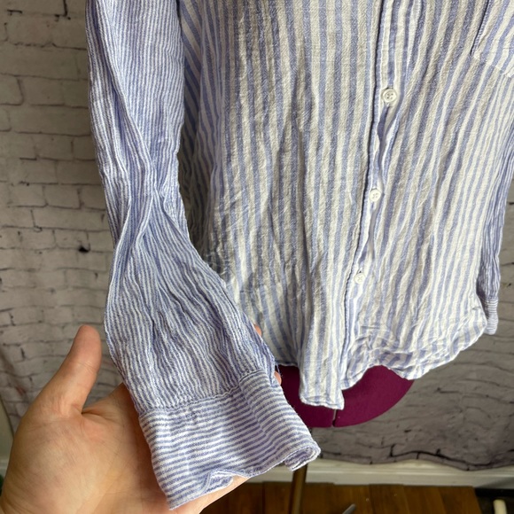 Rails size XS Charli linen blend button down shirt mixed powder blue stripes - Picture 2 of 6
